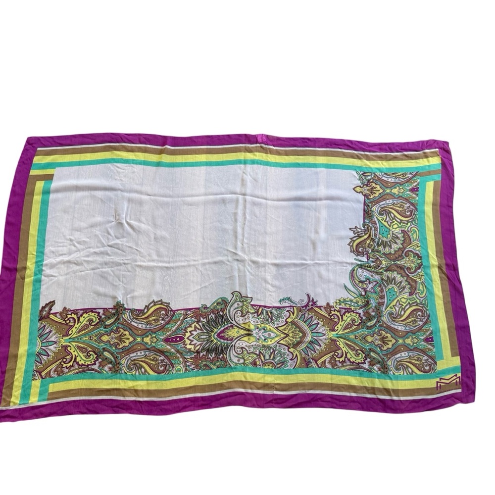 Pure silk Maryan Mehlhorn wrap/scsrf Paisley Colorful 54” X 33”